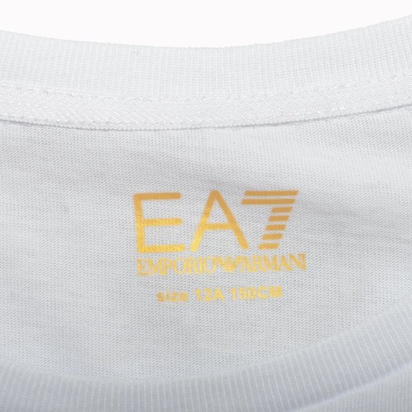 Emporio Armani EA7 Girls White Short Sleeve Logo Print T-Shirt - Picture 5 of 7